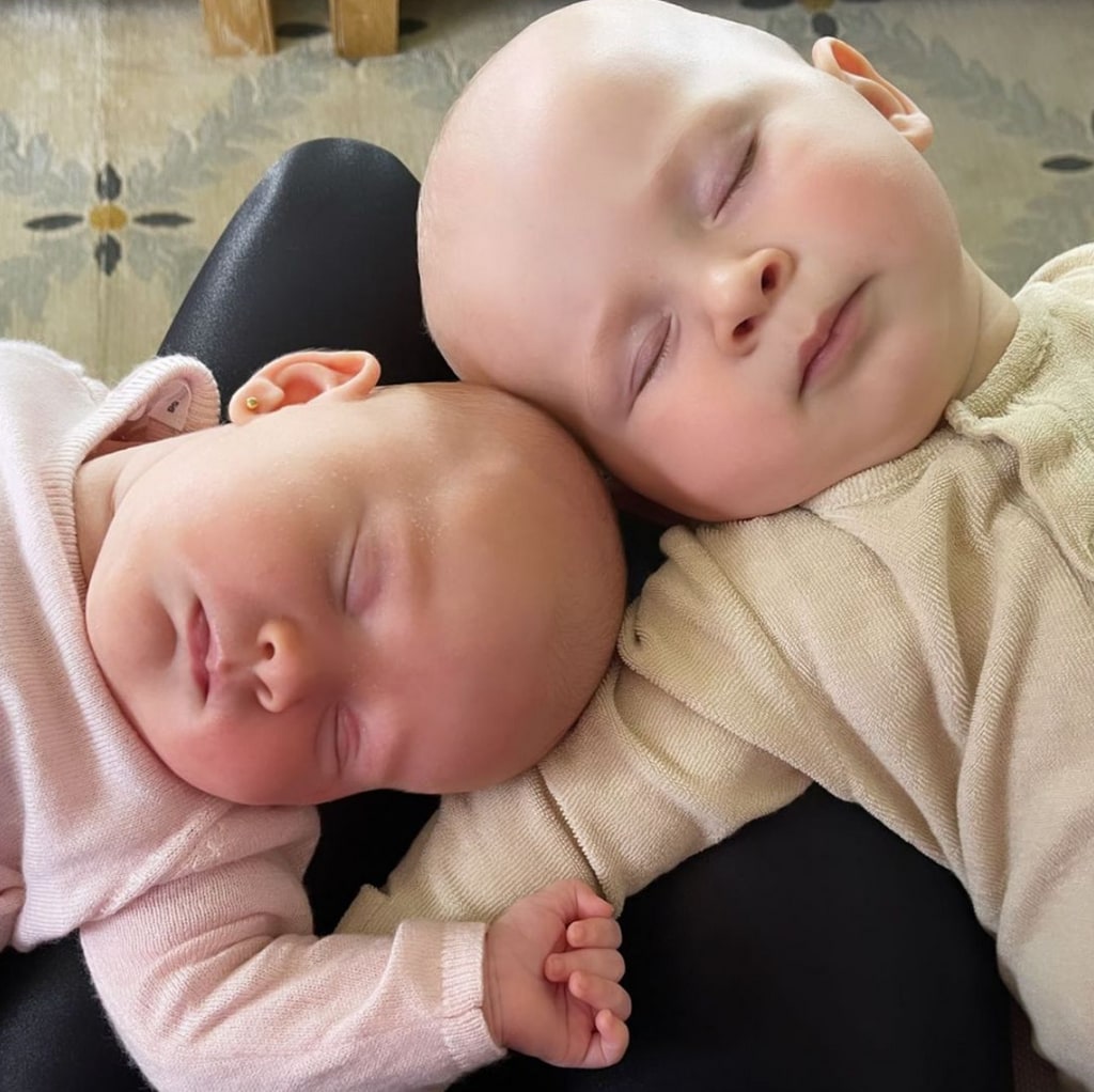 Photo of Alec Baldwin and Hilaria Baldwin's "twins" Eduardo and Lucia, born six months apart, in 2020 and 2021