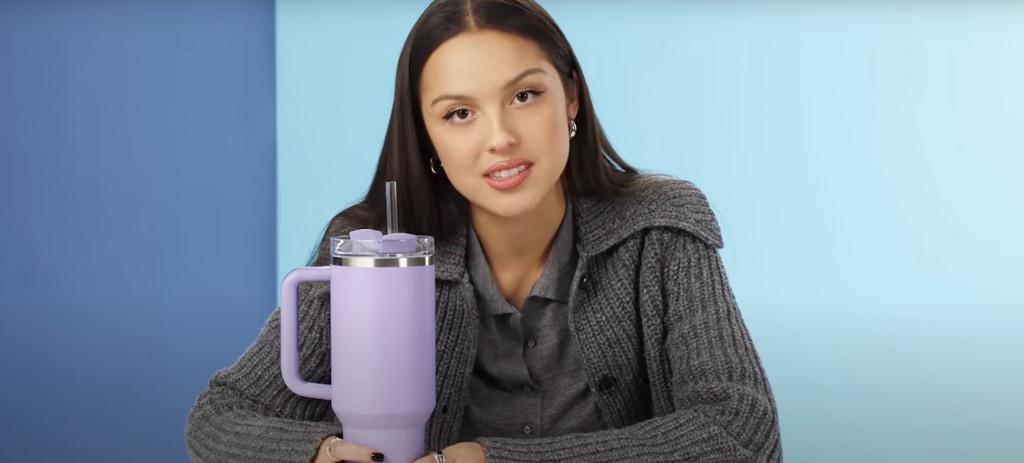 Olivia Rodrigo with her lilac Stanley cup
