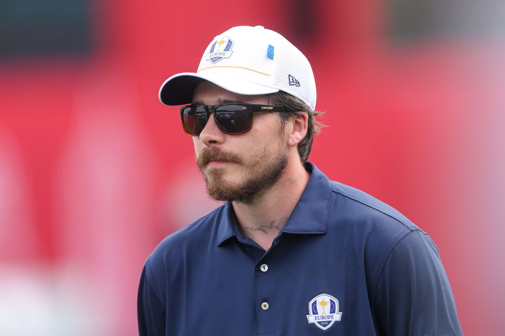Brooklyn Peltz Beckham looks on during the All-Star Match prior to the Ryder Cup 2025 at Black Course at Bethpage State Park Golf Course 