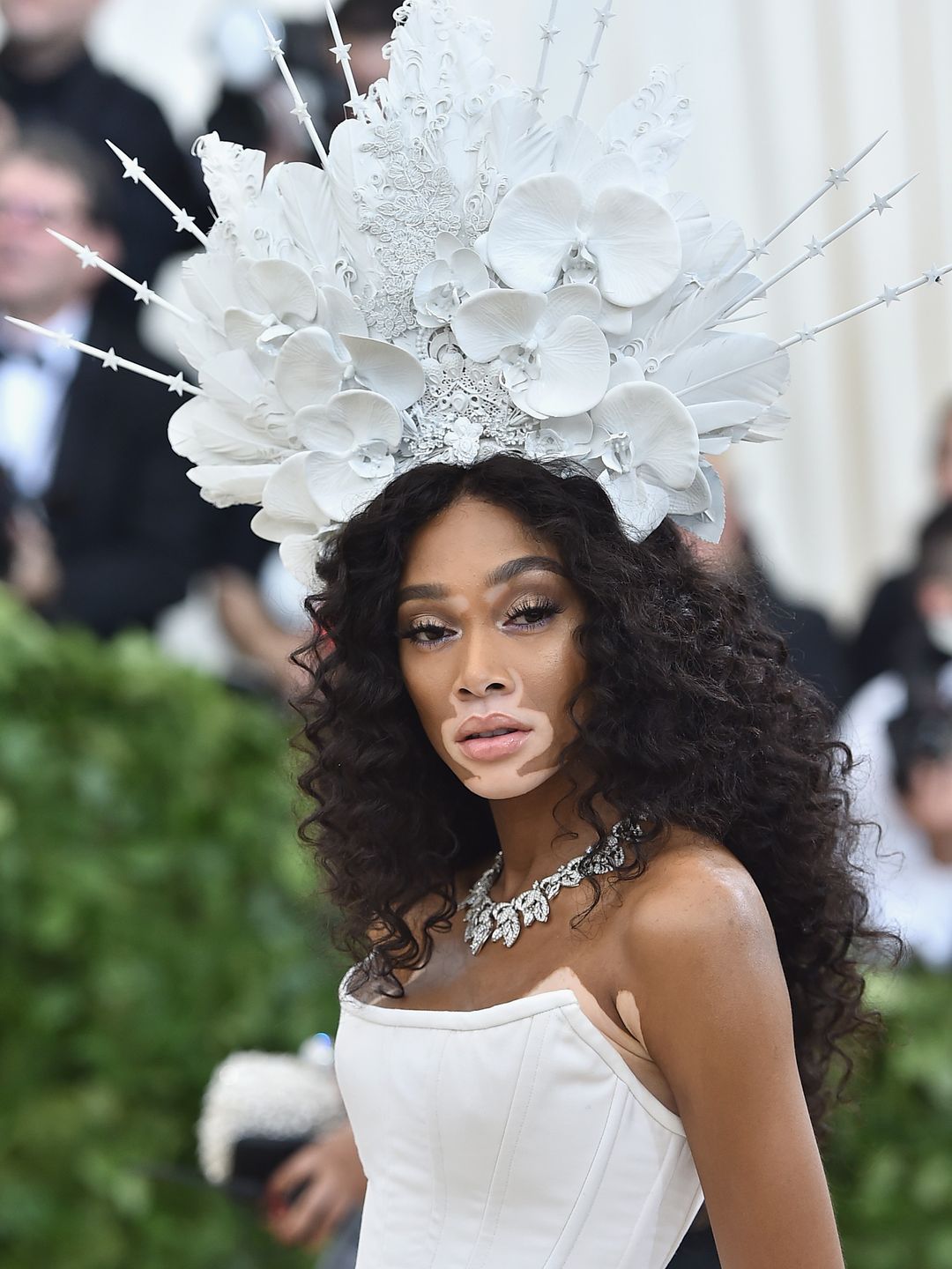 Model Winnie Harlow attends the Heavenly Bodies: Fashion & The Catholic Imagination Costume Institute Gala at The Metropolitan Museum of Art on May 7, 2018 in New York City.