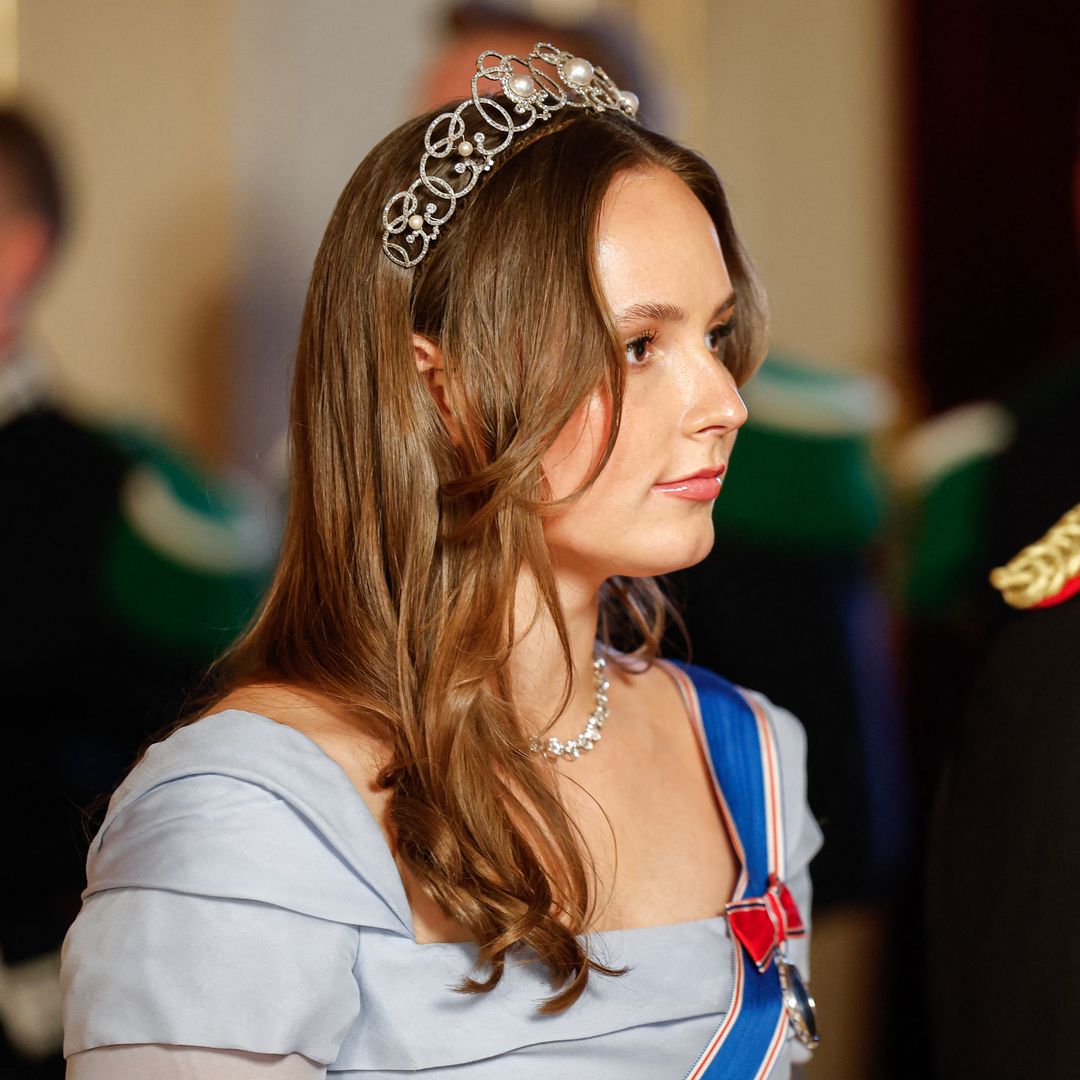 Princess Ingrid Alexandra dazzles in pearl tiara and Mette-Marit's ballgown
