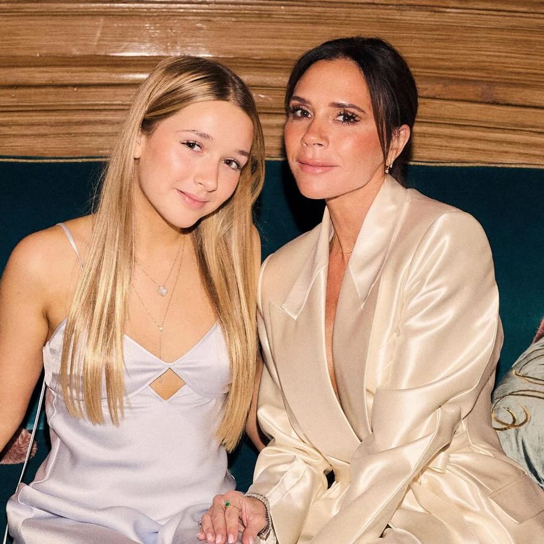 Victoria Beckham, Harper Beckham and Kim Turnbull all wore matching silky maxi dresses to celebrate a milestone moment 