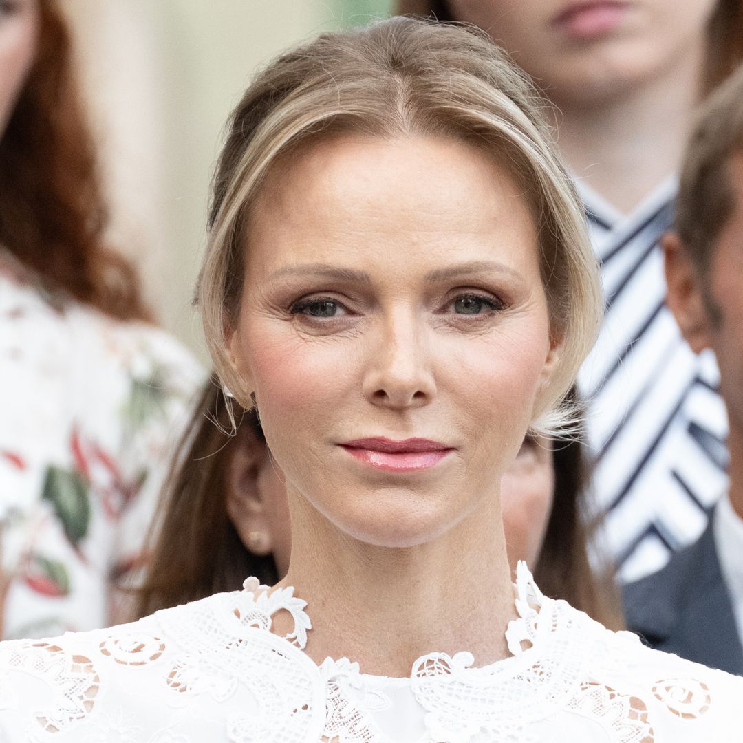 Princess Charlene re-emerges in cut-out gown