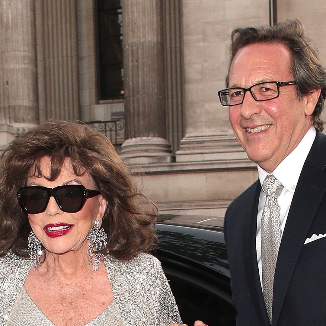 Joan Collins wows in bridal white look as she jets to legendary LA hideaway