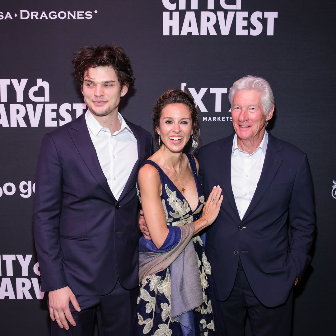 Homer James Jigme Gere, Alejandra Silva and Richard Gere attend as City Harvest Presents The 2025 Gala: Carnaval at Cipriani 42nd Street on April 22, 2025 in New York City
