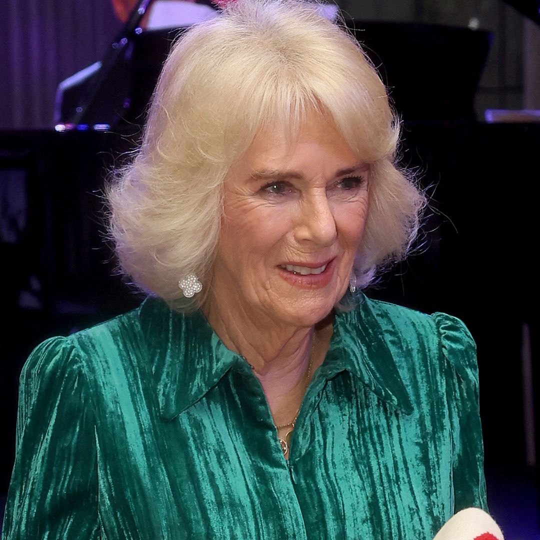 Queen Camilla models sumptuous velvet Valentine's dress and £50k jewels for family outing