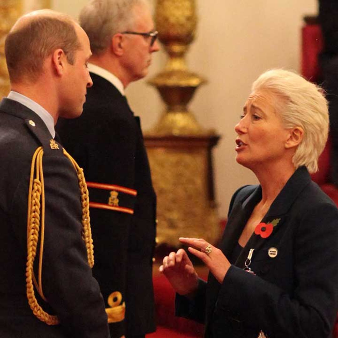 Emma Thompson's awkward encounter with Prince William at Buckingham Palace revealed