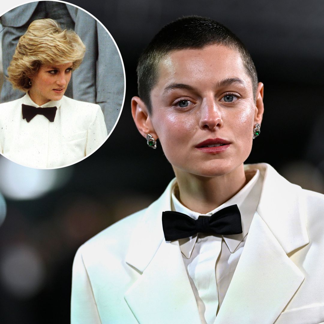 Emma Corrin cosplays Princess Diana in sheer outfit at The Crown finale party