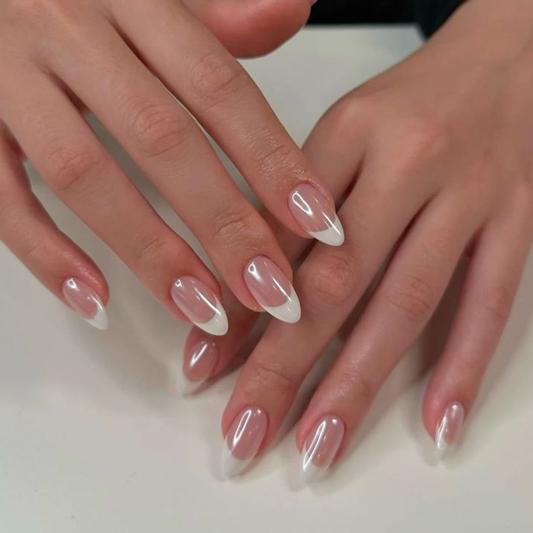 French Tip Nails with Sheer Pearl Glaze