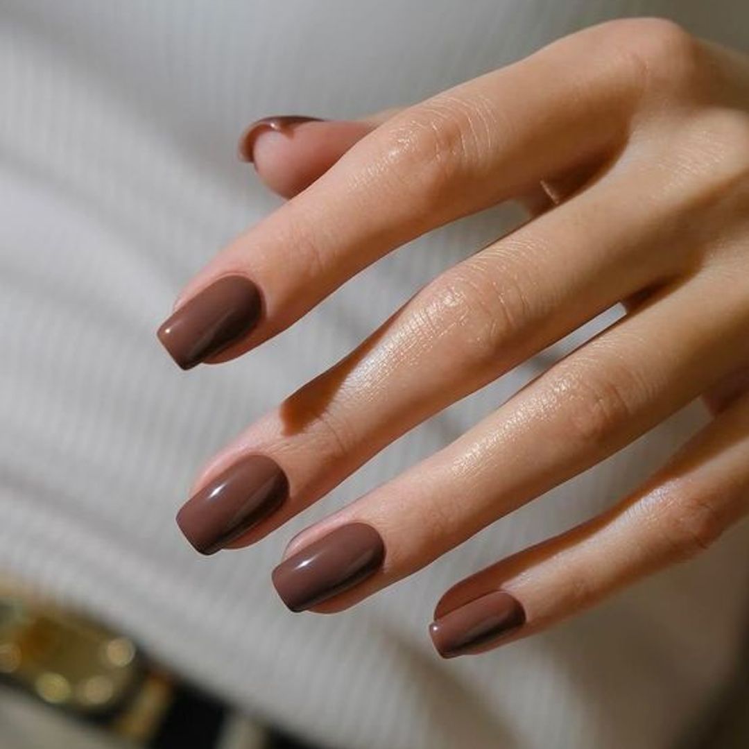 brown nails manicure in earth tones