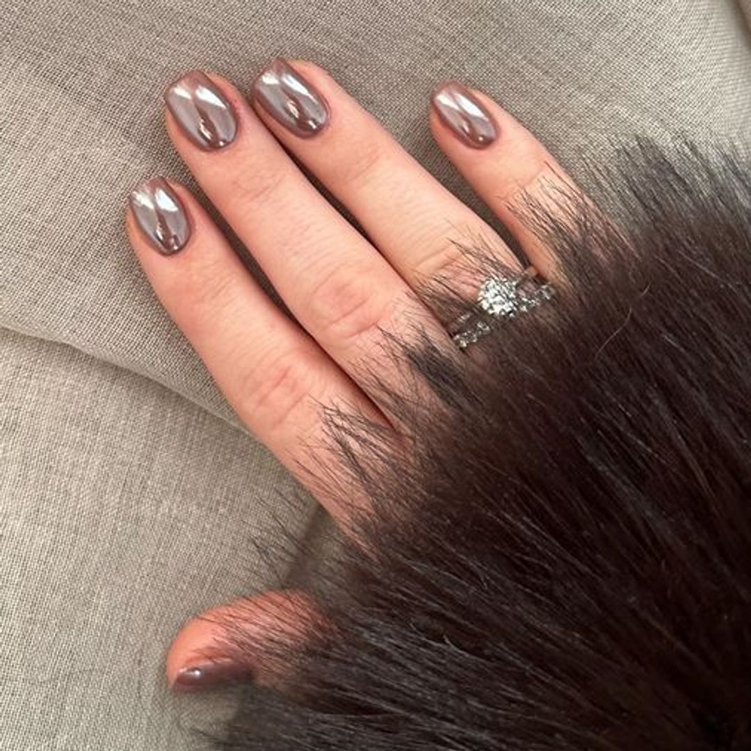 metallic chrome earth tone glazed nail manicure