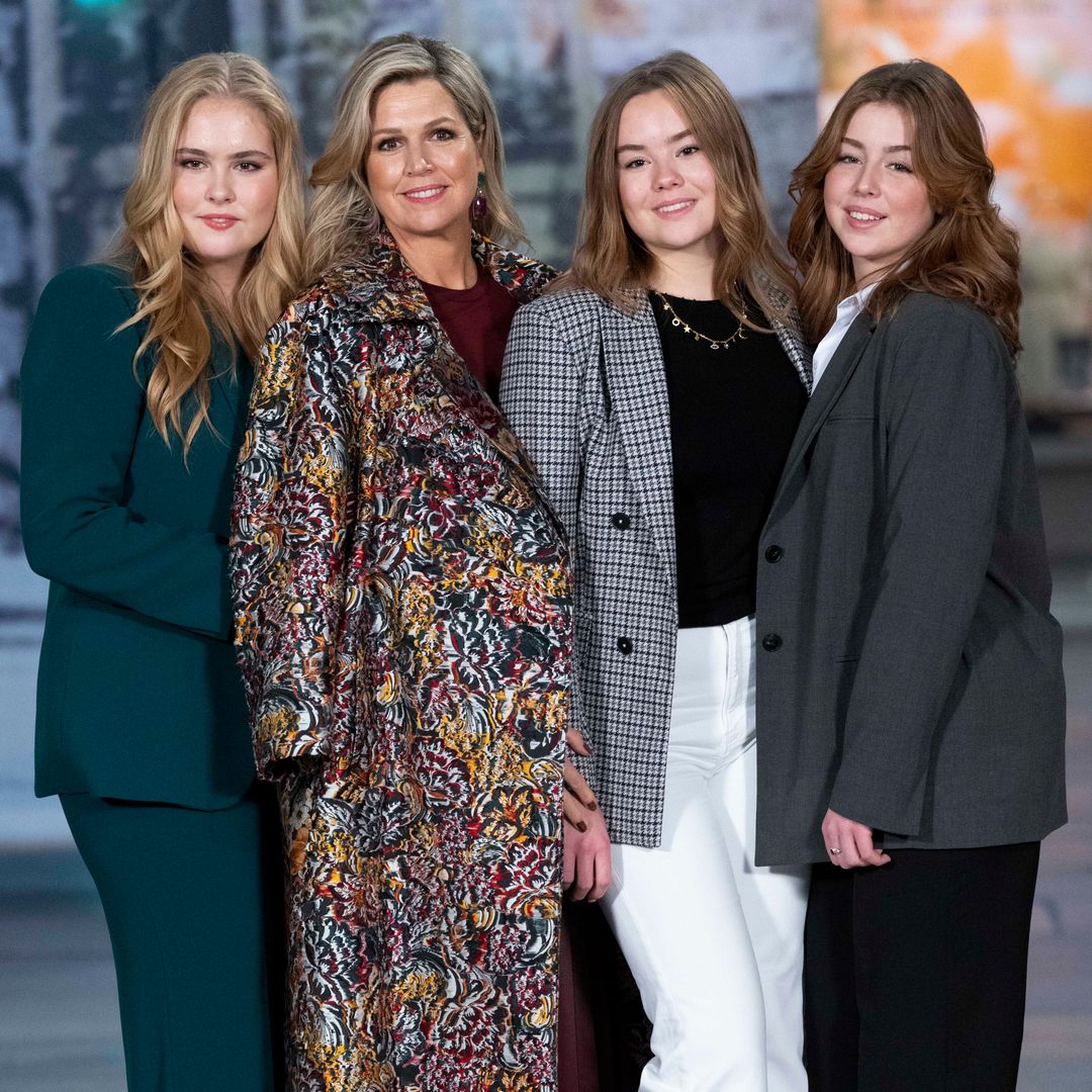 Queen Maxima stuns in super stylish monochrome ensemble with lookalike daughters