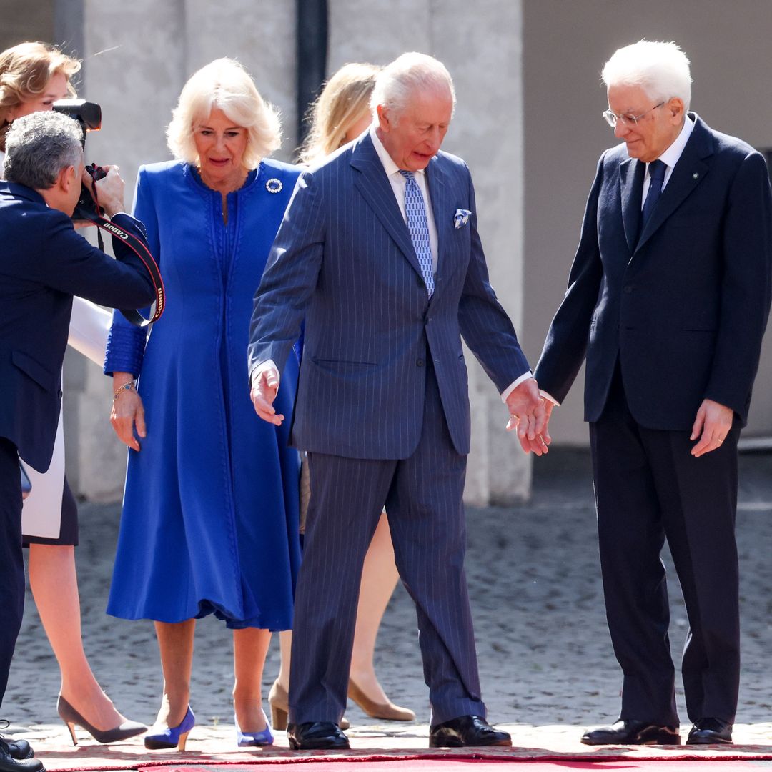 Queen Camilla appears to suffer royal mishap during Italy state visit – WATCH