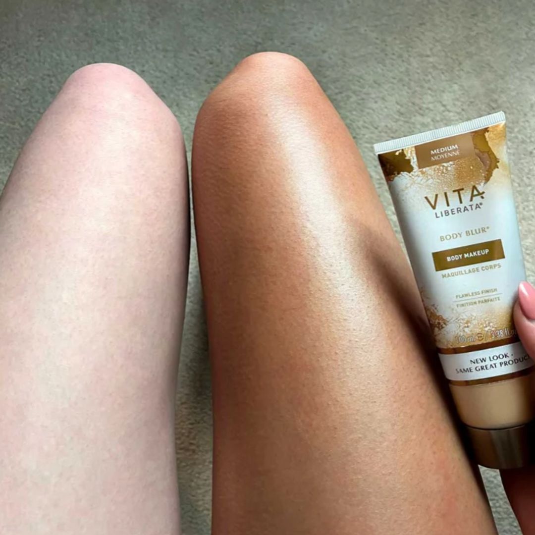 tan and non tanned leg 
