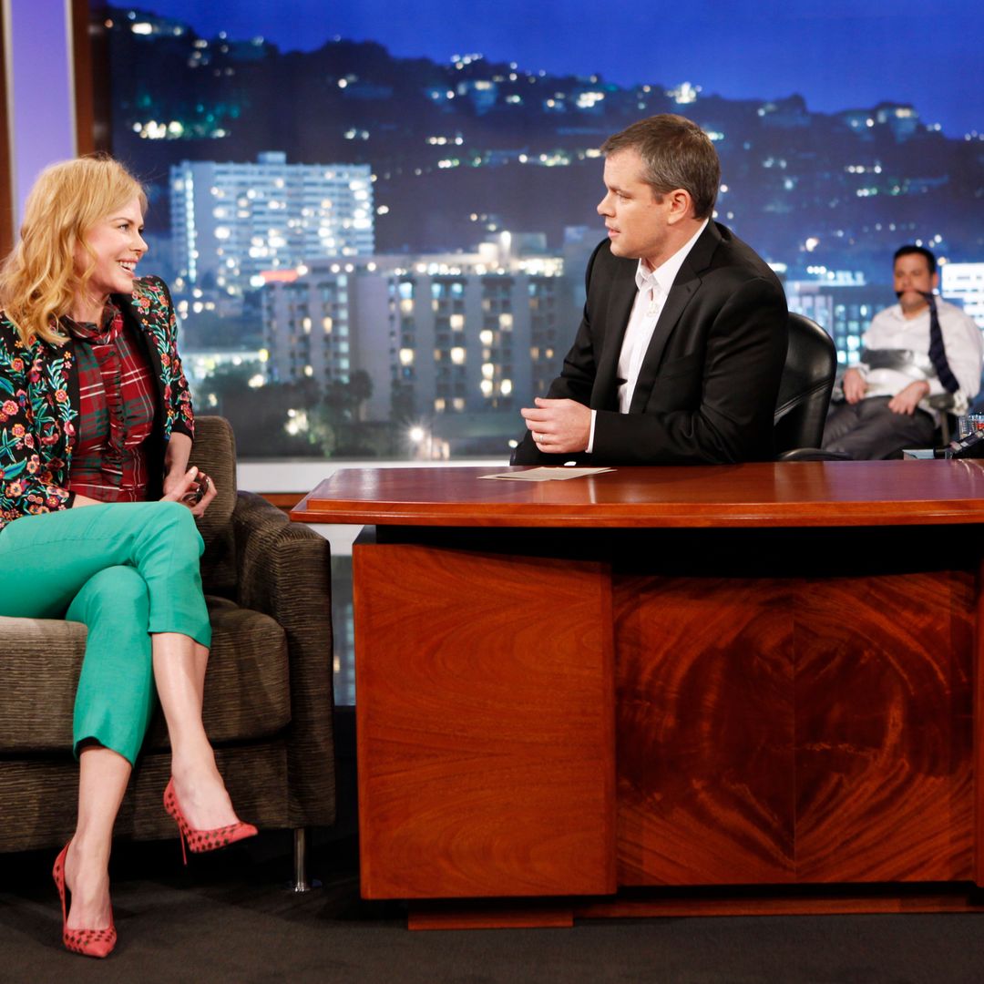 JIMMY KIMMEL LIVE -On Thursday January 24th, Oscar winner Matt Damon exacted his revenge following a decade of torture by hijacking Kimmel's late night show and renaming it "Jimmy Kimmel Sucks." Damon showed Kimmel how it's done by packing his one-evening-only late night turn with comedy and a cavalcade of A-list stars. Damon replaced Kimmel's longtime sidekick Guillermo with legendary actor Andy Garcia, his best childhood friend and bandleader Cleto with multi-Grammy winner Sheryl Crow, and packed his couch with such Hollywood notables as Nicole Kidman, Gary Oldman, Amy Adams, Reese Witherspoon and Demi Moore. Plus special guest appearances by comedians Robin Williams and Sarah Silverman. Even Ben Affleck stopped by to participate in the big night, though his allegiance was torn between childhood friend Damon and former paramour Kimmel. "Jimmy Kimmel Live!" airs weeknights at 11:35/10:35c on Walt Disney Television NICOLE KIDMAN, MATT DAMON, JIMMY KIMMEL